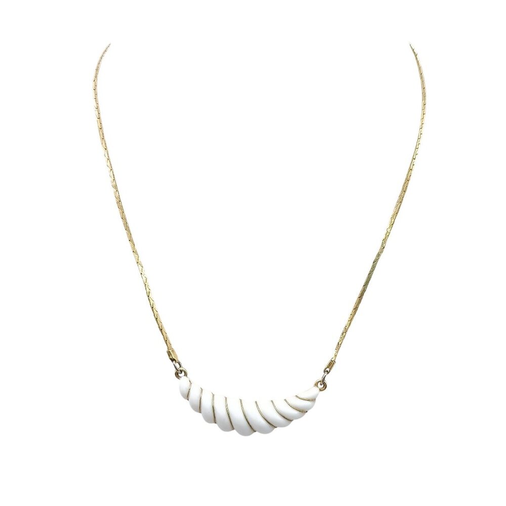 Avon Gatsby Gold-Tone Choker Necklace with White Crescent Pendant